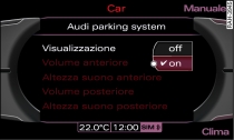 Display: impostazioni dell'assistenza per il parcheggio