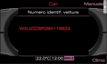 Display: numero di identificazione della vettura
