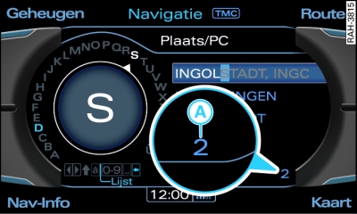 Reisdoel via het letter-/cijferscherm ingeven