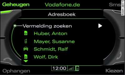 Opgeslagen telefoonnummer zoeken