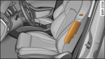 Inbouwplaats van de zij-airbag in de bestuurdersstoel