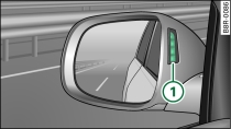 Indicação no espelho exterior - lado do condutor