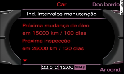 Visor: Aviso do intervalo do serviço de assistência