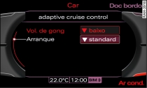 Ecrã: adaptive cruise control