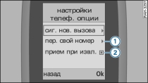 Меню «Настройки - телефонные опции»