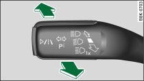 Рукоятка управления указателями поворота для задействования вспомогательного устройства включения дальнего света