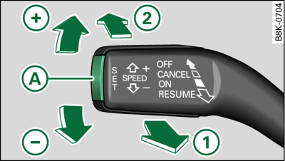 Рукоятка и кнопка системы регулировки скорости