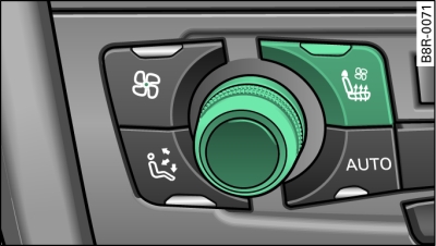 Комфортный автоматический кондиционер «3 зоны»: кнопка обогрева/вентиляции* сидений и регулятор