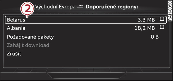 Obr. 241 Příklad: volba určitého balíčku zemí