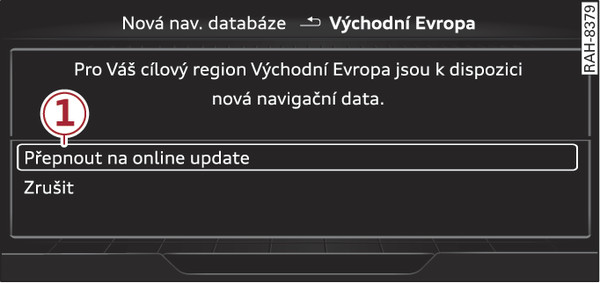 Obr. 240 Příklad: ukazatel nové aktualizace map online