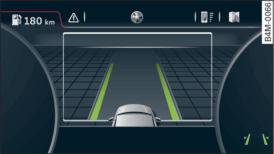 Abb. 145 Kombiinstrument: active lane assist eingeschaltet und warnt