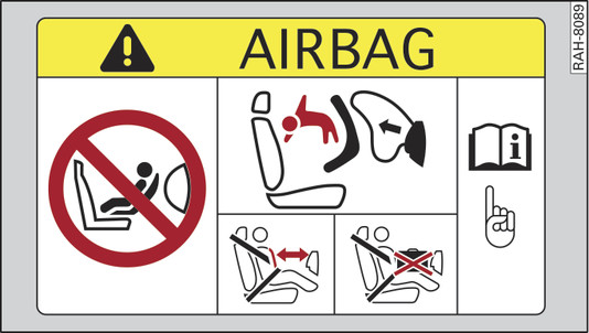 Abb. 292 Sonnenblende Beifahrerseite: Airbag-Aufkleber