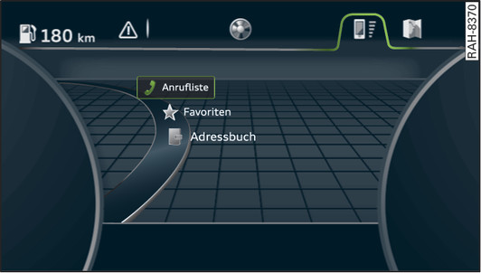 Abb. 13 Beispiel: Telefonfunktionen im Fahrerinformationssystem