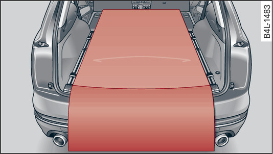 Fig. 96 Luggage compartment: Reversible floor covering with backrest folded down