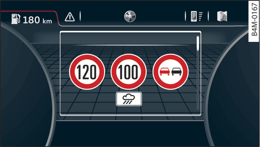 Fig. 18 Instrument cluster: Traffic sign recognition