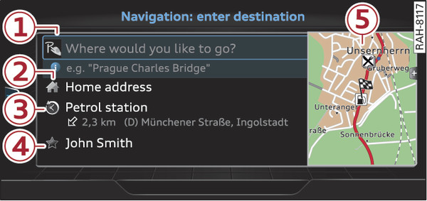 Fig. 230 Menu: Entering a destination