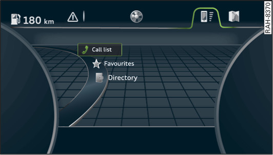 Fig. 13 Example: Telephone functions on the driver information system