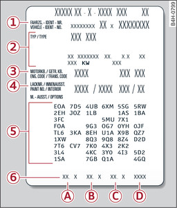 Fig. 356 Autocollant d identification du véhicule