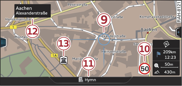 Fig. 237 Exemple : carte standard avec réticule activé