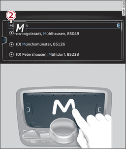 Fig. 202 Saisie d une destination à l aide du pavé tactile MMI touch