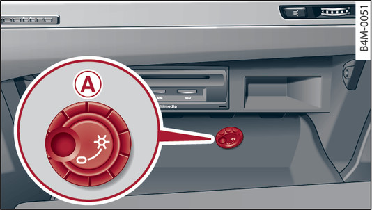 Fig. 84Cassetto portaoggetti con frigobar aperto e acceso