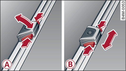 Fig. 93Bagagliaio: spostamento degli occhielli di ancoraggio mobili*