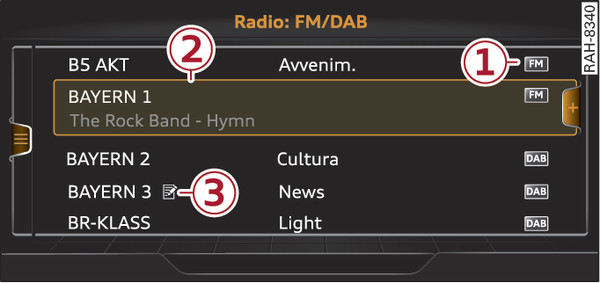 Fig. 243Lista delle stazioni radio FM/DAB