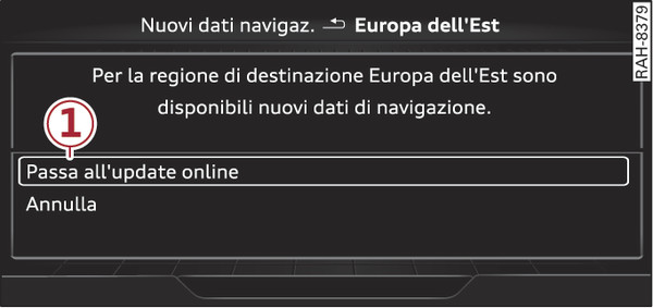 Fig. 240Esempio: visualizzazione di un nuovo update online delle cartine