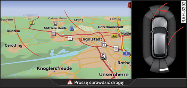 Rys. 167System Infotainment: optyczne wskazanie odstępu