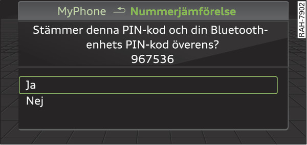 Bild 215 visning av PIN-kod för inmatning i mobiltelefonen