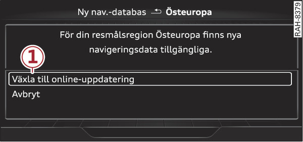 Bild 240 Exempel: Indikering av en ny kartuppdatering online