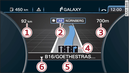 Bild 15 Exempel: Visning av ett körfältsbyte i kombiinstrumentet (analogt)